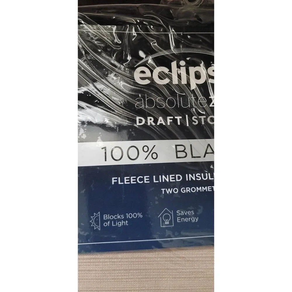 Eclipse Talisa Absolute Zero Beige Blackout Curtain Draft Blocker 63x37 Set of 2